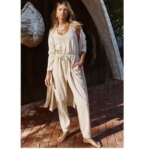 FREE PEOPLE Beach Bicoastal Jumpsuit in Cream size XS